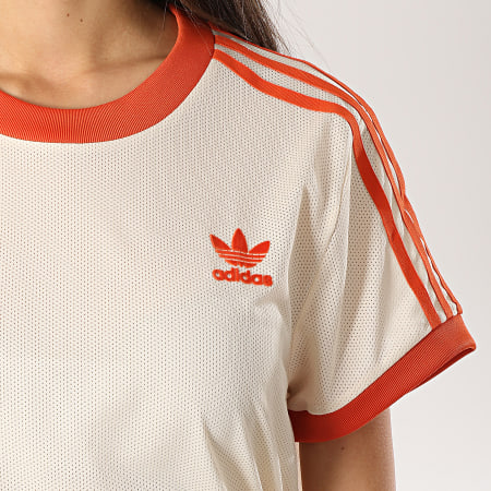 Adidas Originals - Tee Shirt De Sport Femme 3 Stripes DU9940 Ecru Orange