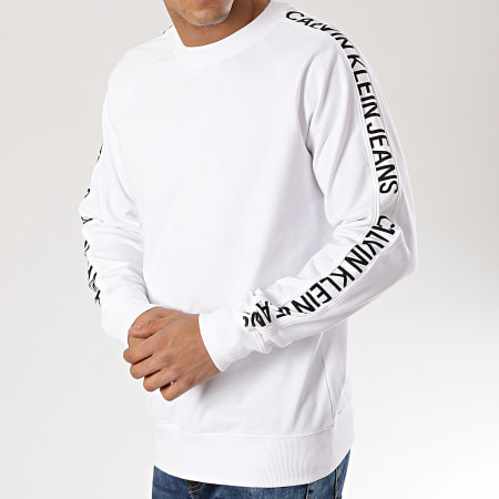 Calvin Klein - Sweat Crewneck Avec Bandes 2248 Blanc 