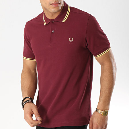 Fred Perry - Polo Manches Courtes Twin Tipped M3600 Bordeaux Jaune