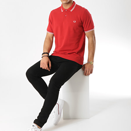 Fred Perry - Polo Manches Courtes Twin Tipped M3600 Rouge Blanc