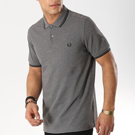Fred Perry - Polo Manches Courtes Twin Tipped M3600 Gris Chiné Noir