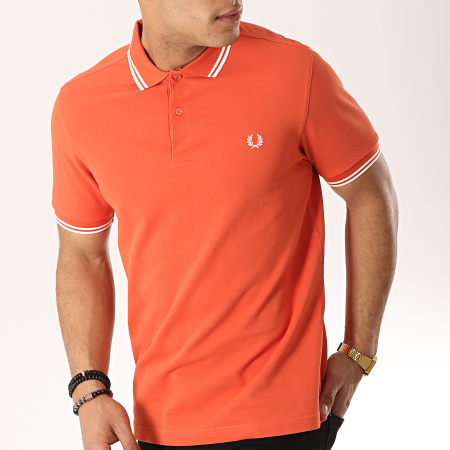 Fred Perry - Polo Manches Courtes Twin Tipped M3600 Orange Blanc