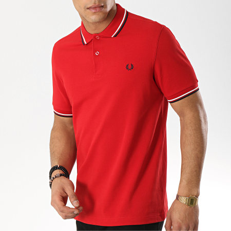 Fred Perry - Polo Manches Courtes Twin Tipped M3600 Rouge Blanc Bleu Marine