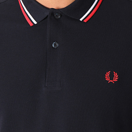 Fred Perry - Polo Manches Courtes Twin Tipped M3600 Bleu Marine Blanc Rouge