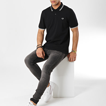 Fred Perry - Polo Manches Courtes Twin Tipped M3600 Noir Blanc