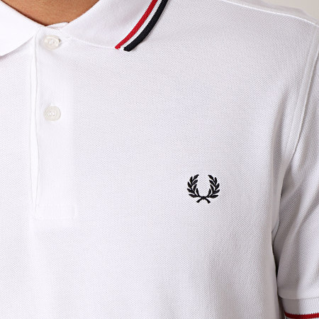 Fred Perry - Polo Manches Courtes Twin Tipped M3600 Blanc Noir Rouge