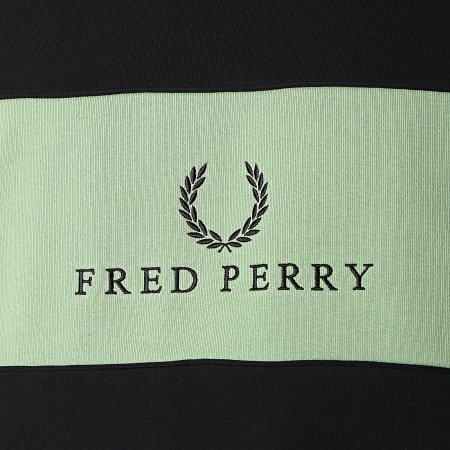 Fred Perry - Sweat Crewneck Panel Pipped Noir Vert