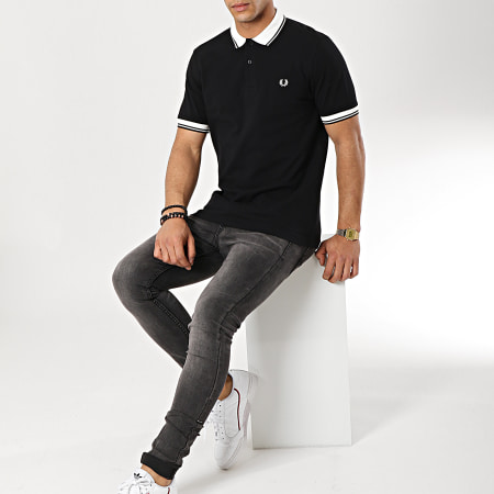 Fred Perry - Polo Manches Courtes Twin Tipped M4567 Noir Blanc
