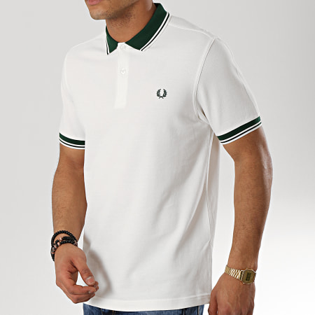 Fred Perry - Polo Manches Courtes Twin Tipped M3600 Blanc Vert