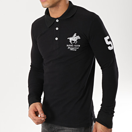 Geographical Norway - Polo Manches Longues Kampai Noir Blanc