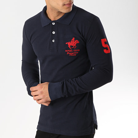 Geographical Norway - Polo Manches Longues Kampai Rouge Bleu Marine
