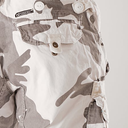 Geographical Norway - Short Cargo Panoramique Blanc Gris Camouflage