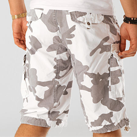 Geographical Norway - Short Cargo Panoramique Blanc Gris Camouflage