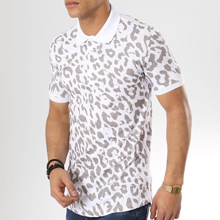 Ikao - Polo Manches Courtes Oversize F469 Blanc Leopard