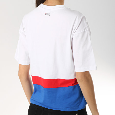 Fila - Tee Shirt Femme Crop Miranda 687147 Blanc Bleu Roi Rouge
