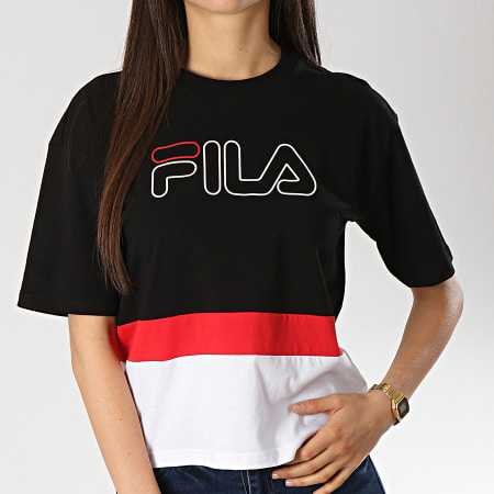 Fila - Tee Shirt Femme Crop Miranda 687147 Noir Rouge Blanc 
