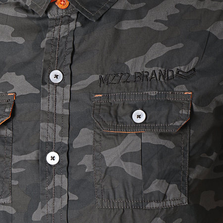 MZ72 - Chemise Manches Courtes Cypress Noir Gris Anthracite Camouflage