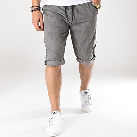 MZ72 - Short Chino A Bandes Foxing Gris Anthracite