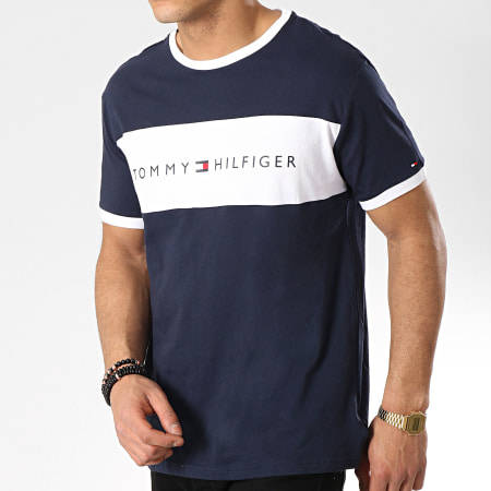 Tommy Hilfiger - 1170 Maglietta con logo blu navy e bianco