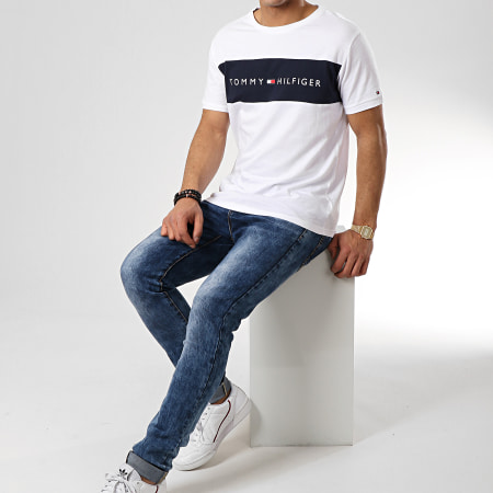 Tommy Hilfiger - 1170 Camiseta blanca con logotipo azul marino