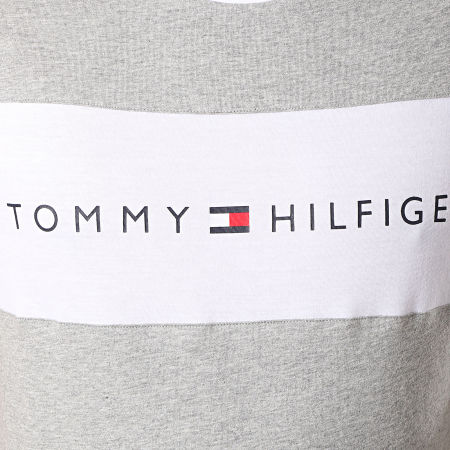 Tommy Hilfiger - Tee Shirt Logo Flag 1170 Gris Chiné Blanc