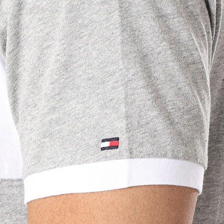 Tommy Hilfiger - Tee Shirt Logo Flag 1170 Gris Chiné Blanc