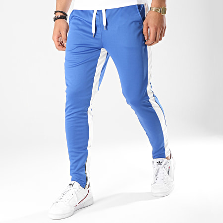 Frilivin - Pantalon Jogging A Bandes 1565 Bleu Roi Blanc