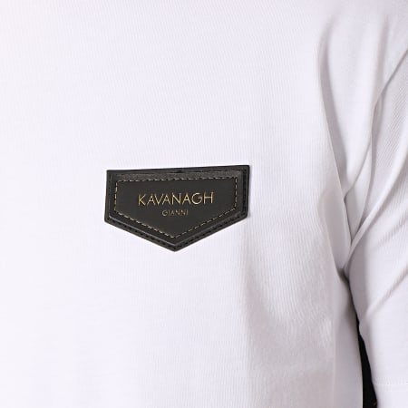 Gianni Kavanagh - Tee Shirt Oversize A Bandes Gold GK Ribbon Blanc Noir Doré