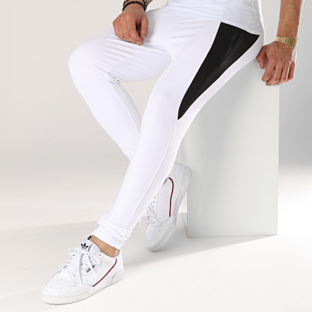 Gianni Kavanagh - Pantalon Jogging Contrast Panels Blanc Noir