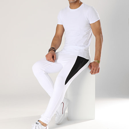 Gianni Kavanagh - Pantalon Jogging Contrast Panels Blanc Noir