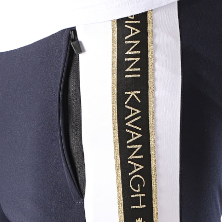 Gianni Kavanagh - Pantalon Jogging A Bandes Gold Lurex Ribbon Bleu Marine Blanc Noir Doré