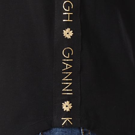 Gianni Kavanagh - Tee Shirt Oversize Gold GK Ribbon Noir Doré