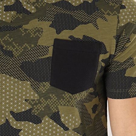 Jack And Jones - Tee Shirt Poche Slubbed Vert Kaki Camouflage 
