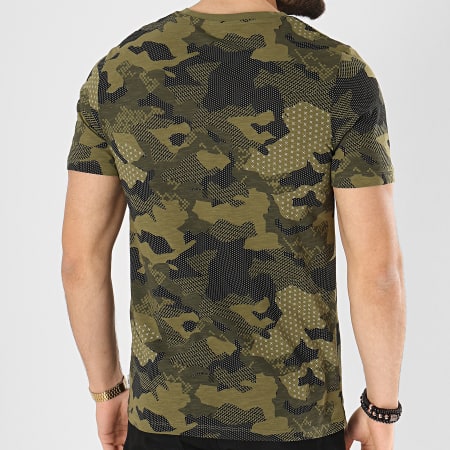 Jack And Jones - Tee Shirt Poche Slubbed Vert Kaki Camouflage 
