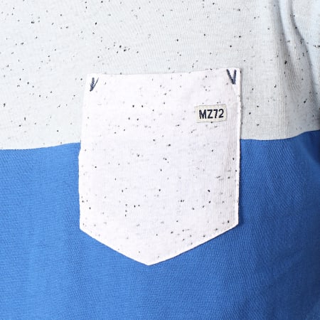 MZ72 - Tee Shirt Poche Taffy Bleu Clair Bleu Roi Gris Chiné