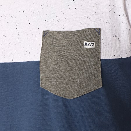 MZ72 - Tee Shirt Poche Taffy Gris Chiné Bleu Marine Gris Anthracite