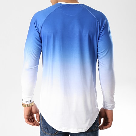 Sinners Attire - Tee Shirt Manches Longues Oversize Dip Dye 946 Bleu Clair Blanc Dégradé