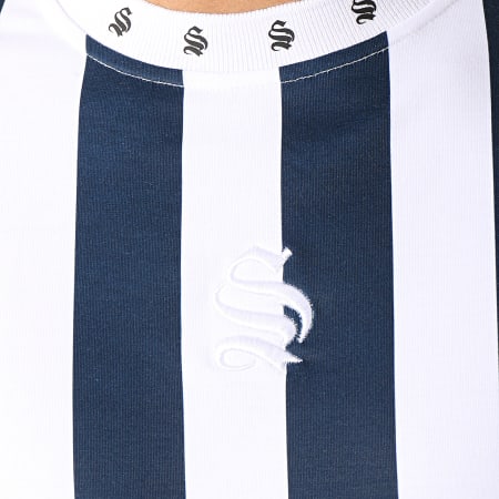 Sinners Attire - Tee Shirt Oversize Stripes 929 Blanc Bleu Marine
