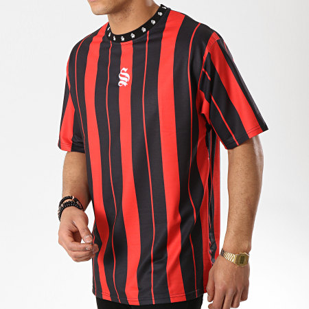Sinners Attire - Tee Shirt Oversize Stripes 930 Noir Rouge