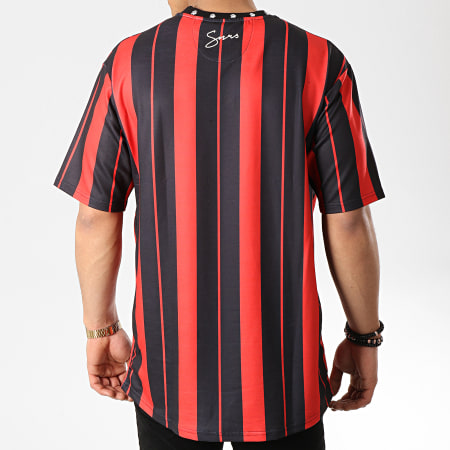Sinners Attire - Tee Shirt Oversize Stripes 930 Noir Rouge