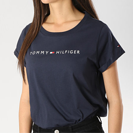 Tommy Hilfiger - Tee Shirt Femme Logo 1618 Bleu Marine