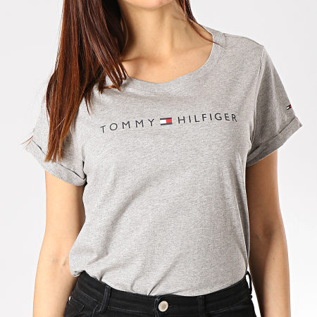 Tommy Hilfiger - Tee Shirt Femme Logo 1618 Gris Chiné