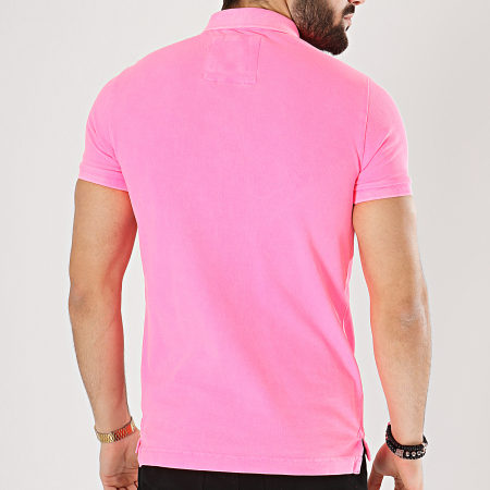 Superdry - Polo Manches Courtes Hyper Classic Pique Rose Fluo