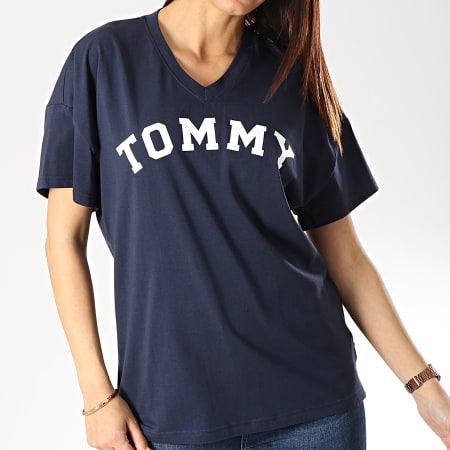 Tommy Hilfiger - Tee Shirt Femme Print 1615 Bleu Marine