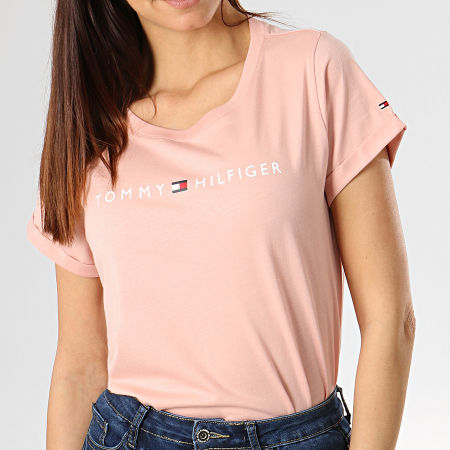 Tommy Hilfiger - Tee Shirt Femme Logo 1618 Rose 