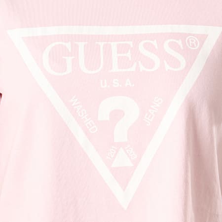 Guess - Tee Shirt Crop Femme O84I11-I3Z07 Rose