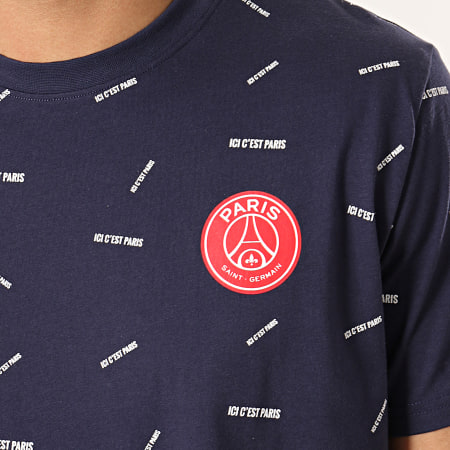 PSG - Tee Shirt All Over Paris Saint-Germain P12885 Bleu Marine