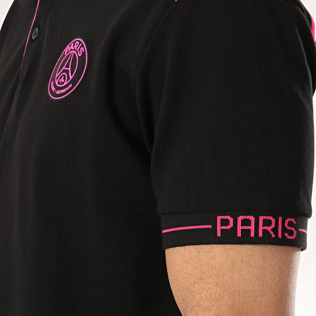 PSG - Polo Manches Courtes Paris Saint-Germain P12891 Noir Rose