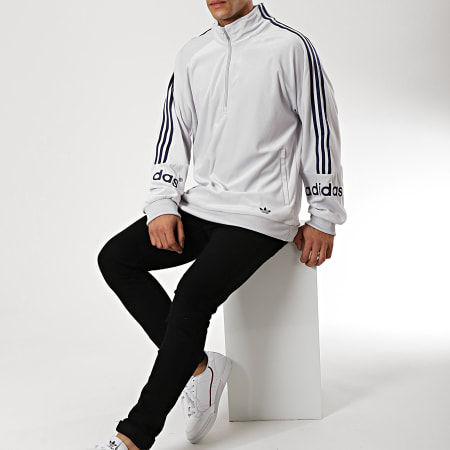 Adidas Originals - Sweat De Sport A Bandes Velour Half Zip FH7907 Gris