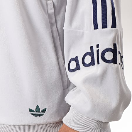 Adidas Originals - Sweat De Sport A Bandes Velour Half Zip FH7907 Gris